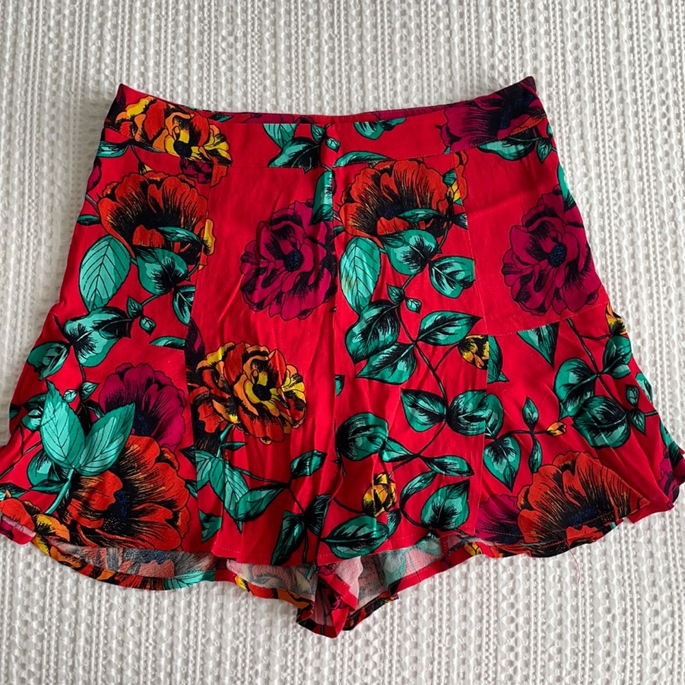 MINKPINK Red Flowy Shorts